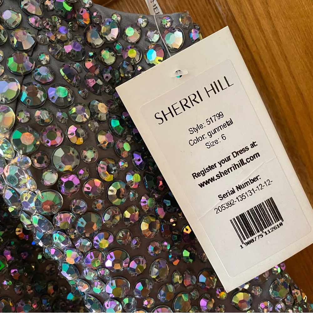 Sherri Hill Silver Beaded Halter Prom Dress - Picture 7 of 10
